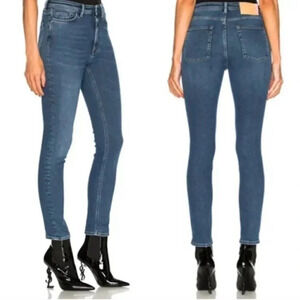 Acne Studios Peg Jeans Mid Rise Denim Jean Cotton Stretch Blue Women's Size 26